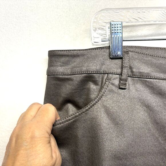 LAFAYETTE 148 Pants Size 16W Coated Mercer Skinny Ankle Shale Gray Stretch $598 - Picture 3 of 6